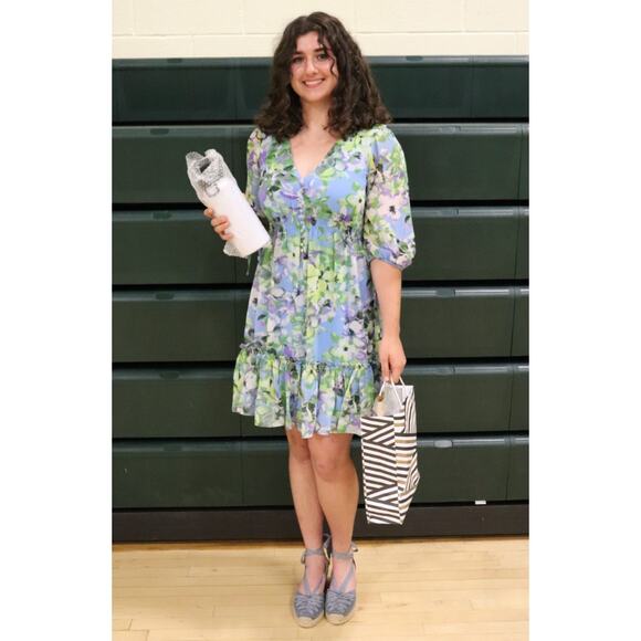 Taylor Floral Chiffon Mini Dress Enchanted Bloom Floral Womens Size 6 - Picture 14 of 14